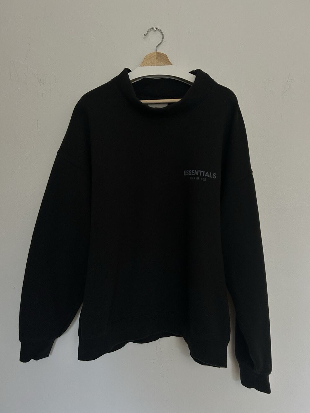 Fear of God Essentials Black Mock Neck Sweatshirt Pullover Oversized XL